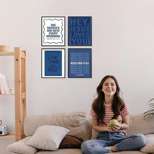 Locomiss Navy Blue Dorm Decor Wall Art Posters, Preppy Y2K Teen Girls | Wall Art Room Decor, Christian Blue Wall Dorm Decorations Prints for College Teen Girls, Set of 4 (8x10 Unframed) thumbnail 5