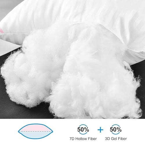 EIUE Hotel Collection Bed Pillows for Sleeping 2 Pack Queen Size，Pillows for Side and Back Sleepers,Super Soft Down Alternative Microfiber Filled Pillows,20 x 30 Inches thumbnail 2