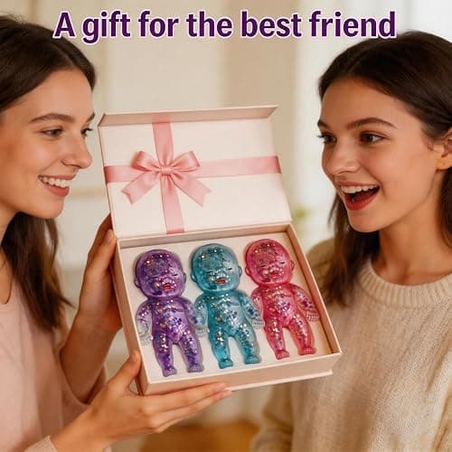 VSFPLM Glitter Doll Squishies Stress Ball, Squishy Babies Sensory Fidget for Stress Relief, Soft Cute Squeeze, Portable Desk Decor & Relaxing Gift for Adults (Blue) thumbnail 5