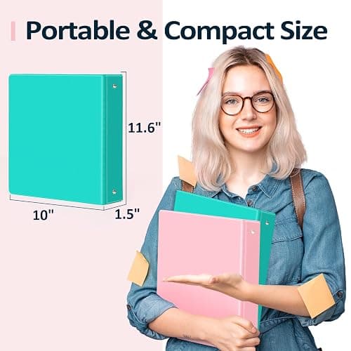 BinderX Extra Durable 3 Ring Binder, Round Rings 1 Inch Binder, Fits 175 Sheets of 8.5x11 Paper, Customizable View Cover with Inside Pockets, Cute 1" Binders, 1 Inch Binders 3 Ring, Pink thumbnail 2