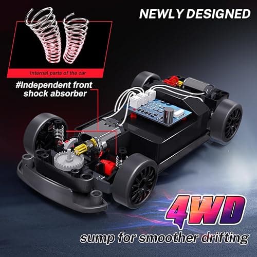 ACAMMZAR RC Drift Car, 1:24 Remote Control Car for Kids, 20KM/H 4WD High Speed RC Cars with Lights, Extra Racing Tires, Vehicle for Adults Boys Girls, Blue thumbnail 3