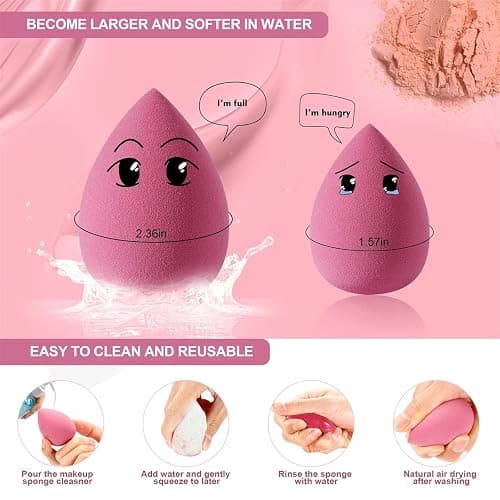 DUAIU 4 Pack Beauty Blender Foundation Sponges Set 4 Color, Latex Free with 1 Sponge Holder Case for Liquid Foundation Powder Sunscreen and Cream thumbnail 4