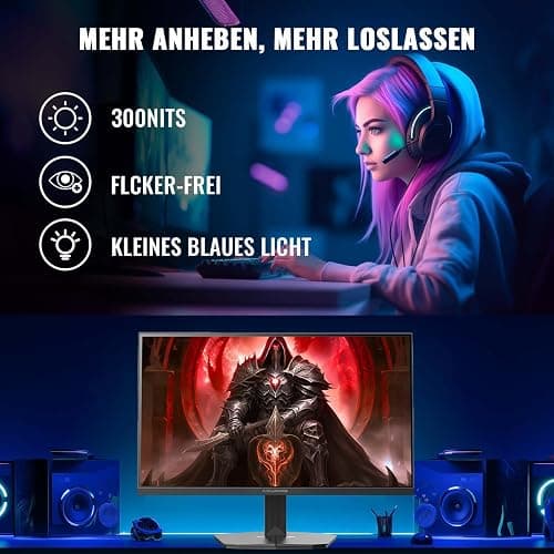 Minifire Gaming Monitor 24 Zoll, 180 Hz, 1ms, FreeSync, Full HD(1920 x 1080), Rahmenlos Bildschirm, Einstellbar, Low Blue Light, HDR 10,300Nits, sRGB 110%, 4000:1 Kontrast, HDMI 2.0&DP 1.2(MFG24F4L) thumbnail 6