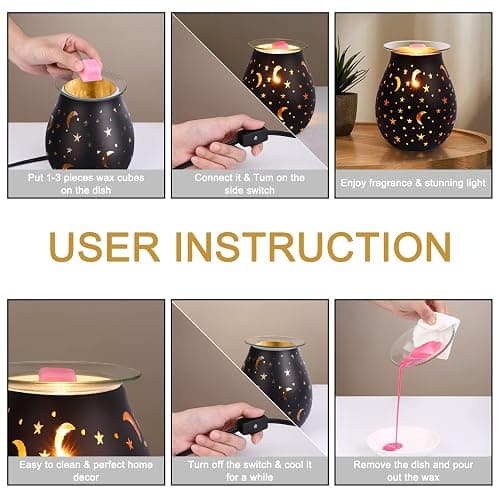 Wax Warmer for Scented Wax,Electric Glass Wax Melt Warmers Birthday Gift,Star Night Light Wax Burner Melter,Scented Oil Candle Warmer Wedding for Girl,Mom,Wife,Husband,Sister thumbnail 4