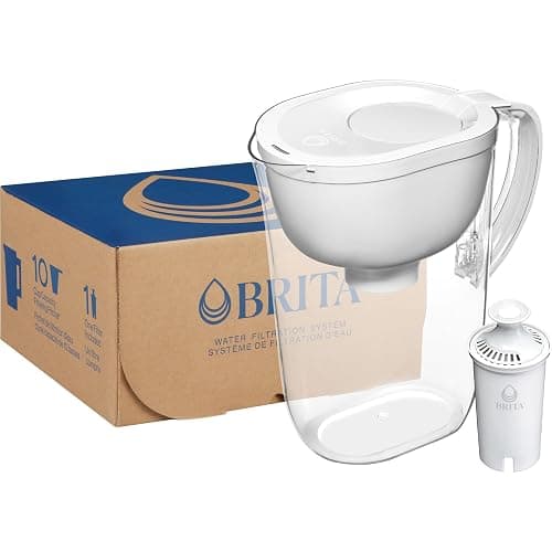 Brita Large 10-Cup Water Filter Pitcher, WQA NSF/ANSI Certified, Removes Chlorine Taste & Odor, Reduces Zinc, Copper & Mercury, 1 Standard Filter, Lasts 2 Months, Bright White thumbnail 13