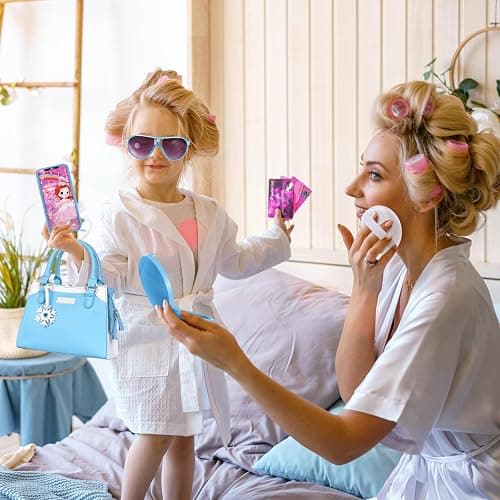 Shemira Play Purse for Little Girls, Princess Pretend Toys for Girls 3 4 5 6 7 8 Years Old, Christmas & Birthday Gift for Kids Age 3-5 4-6 6-8, Toddler Purse with Accessories, Kids Toy Purse, Blue thumbnail 2