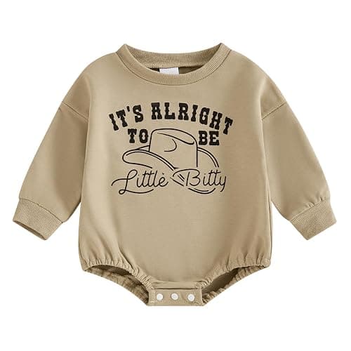 Sasaerucure Little Bitty Baby Outfit Infant Long Sleeve Romper Baby Boy Western Country Style Onesie Newborn Winter Clothes - Image 1