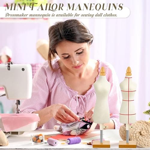 Weysat 2 Sets Doll Dress Form Mini Female 1/4 Size Tailor Dressmaker Dummy Mannequins Body Miniature Sewing Mannequin Dress Forms for Sewing with Red Patch Set thumbnail 6
