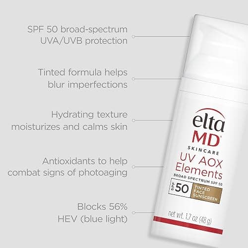 EltaMD UV AOX Elements Tinted Mineral Face Sunscreen Lotion, Tinted Moisturizer for Face SPF 50 with Antioxidants, For Dry Sensitive Skin 1.7 oz Pump thumbnail 2