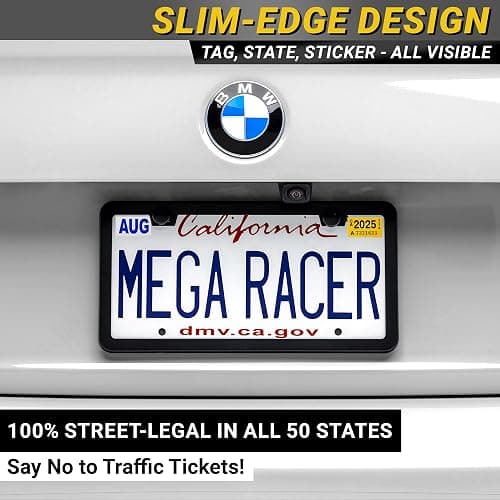 Premium Slim Matte Black License Plate Frame – 1 Piece, Rust-Free Stainless Steel & Rattle-Free, Street Legal, Universal with Screw Caps, Thin Edged Metal Front or Rear Car Tag Holder for Men & Women thumbnail 6