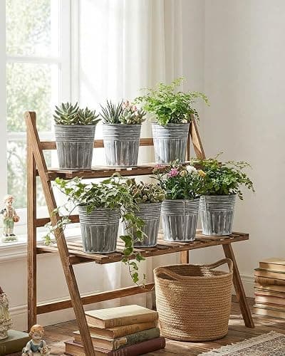 vensovo 5 Inch Galvanized Bucket Planter - 6 Pack Metal Flower Pots with Drainage Holes & Plugs, Rustic Silver Tin Pots for Indoor Herbs, Outdoor Succulents, Farmhouse Home Garden Decor thumbnail 8