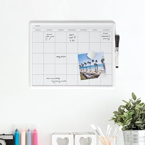 U Brands Magnetic Monthly Calendar Whiteboard, 14" x 11", Dry Erase Monthly Planner Board, Magnetic Calendar for Home, Office, Kitchen, Classroom, Includes Marker & Magnet thumbnail 6