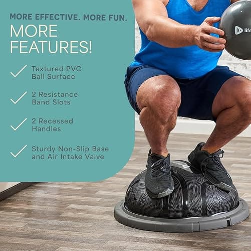 Lifepro Half Balance Ball Trainer - Stability Ball for Exercise, Full-Body Workouts, Home Gym, and Physical Therapy - Non-Slip Equipment for Balance Training thumbnail 4