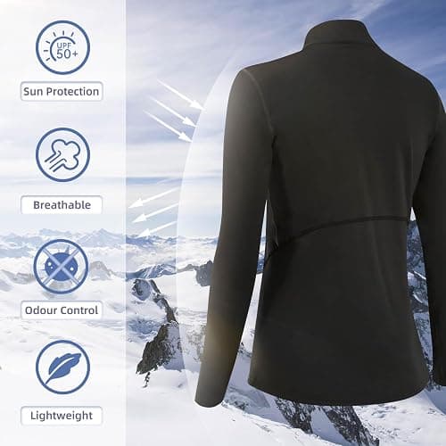 TERODACO Half Zip Thermal Base Layer Women Warm Wicking Ski Base Layers with Micro Fleece Long Sleeves Ladies Thermal Tops for Running Hiking Cycling Soft Quick Dry Breathable thumbnail 3