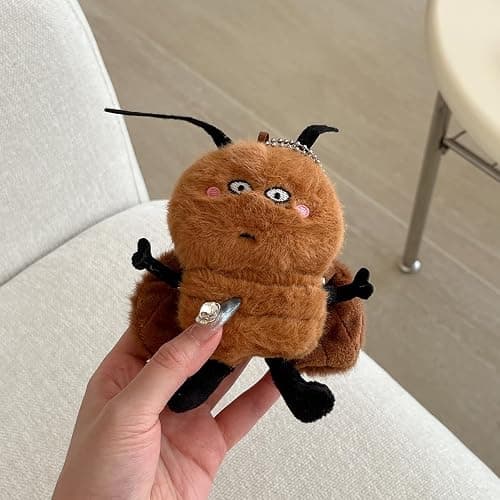 Yatchen Furry Case for AirPods 3,Funny Cute 3D Cartoon Plush Kawaii Cockroach Brown Fluffy Soft Warm for AirPods 3rd Generation Carrying Charging Box with Keychain Protector thumbnail 7