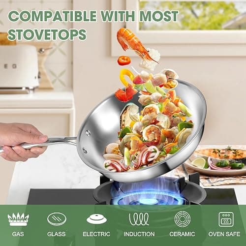 3 Ply Stainless Steel 11-Piece Cookware Set with Lids, Pots and Pans Kitchen Set, Non-Toxic, Induction, Oven, Dishwasher Safe, Professional Chef Quality thumbnail 7
