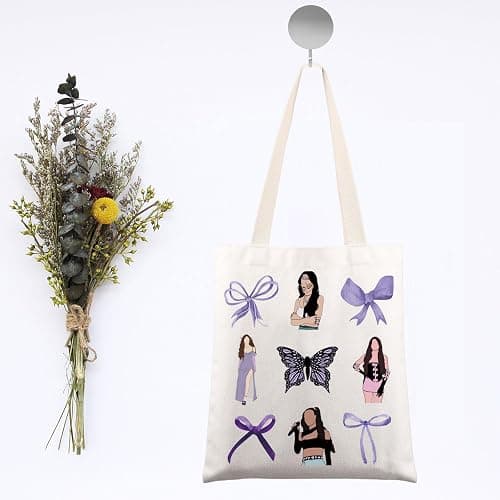 JNIAP Singer Inspired Tote Bag Album Fans Gifts Coquette Purple Bow Gift Singer Shoulder Bag Singer Merchandise thumbnail 7