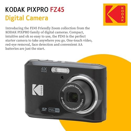Kodak PIXPRO FZ45 Digital Camera (Black), Point & Shoot Camera Case, Sandisk 128GB SDXC Memory Card thumbnail 7