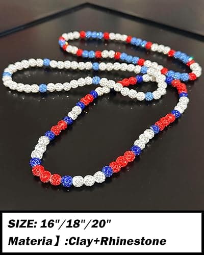 NEXIULT Baseball Bead Necklace for Men, 16/18/20" Ice Necklace Cool Gifts, Rhinestone Bling Inspired Sports Jewelry Gift thumbnail 4