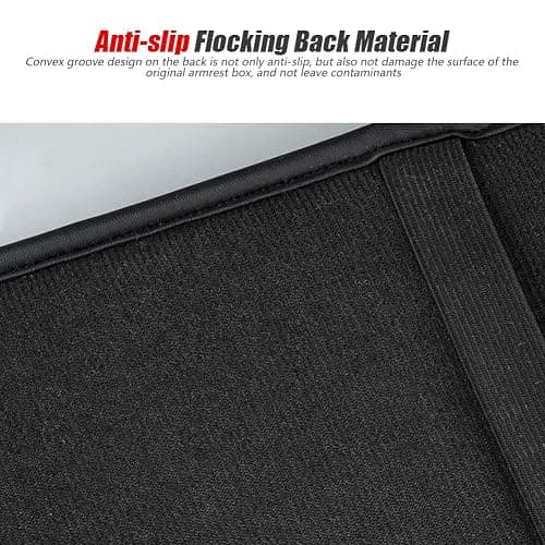 ESKONKE [Upgraded] Car Center Console Cover with 2 Storage Bags - Premium Nappa Leather Armrest Cover, Scratch & Wear Resistant, Waterproof Car Interior Accessories (Black) thumbnail 7