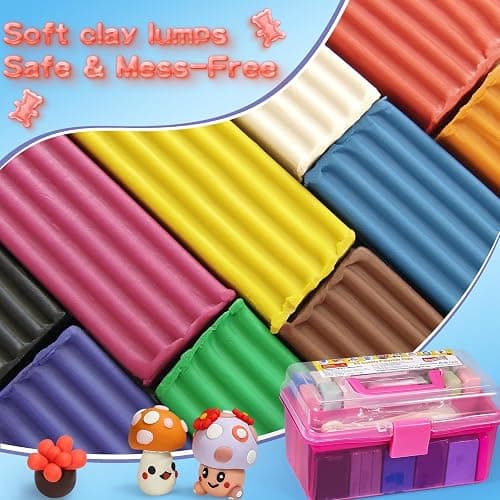 ifergoo Polymer Modeling Clay for Kids DIY Starter Kits, 62 Color Oven Baked Model Clay, Non-Toxic, Non-Sticky, with Sculpting Tools, Ideal Gift for Boys and Girls thumbnail 8
