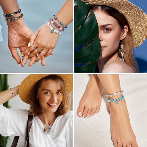 Funtopia 32 Colors Crystal Beads Kit for Jewelry Making,1200 Pcs Natural Gemstone Beads Bracelet Making Kit Adults 5-8mm Irregular Crystals and Stone Bead Chips for Bracelet Necklace Earring DIY Craft thumbnail 3