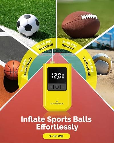 Ball Pump for Sports Balls, Portable Electric Basketball Pump Ultra Fast Inflation, with Digital LED Display Air Pump for Balls, Preset Pressure with Ball Needle for Soccer, Volleyball thumbnail 2