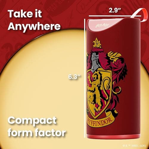 Harry Potter Gryffindor Wireless Bluetooth Speaker, IPX4 Water Resistant, 3 Hr Playtime, FM Radio + SD Slot, Officially Licensed | Harry Potter Gifts for Women, Men, Kids & All Fans of Gryffindor thumbnail 5