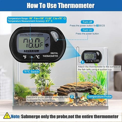 Novique Mini Submersible Aquarium Heater 25W Small Betta Fish Tank Heater with Digital Thermometer (Preset Temperature 78℉) thumbnail 7