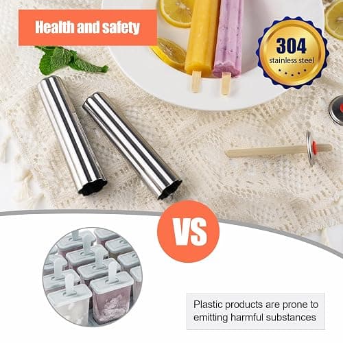 Stainless Steel Popsicle Molds, Set of 6 Ice Cream Maker, Ice Pop Molds With Holder, Metal Reusable Homemade Popsicle Molds with Sticks and Bags (Flower Cup) thumbnail 5