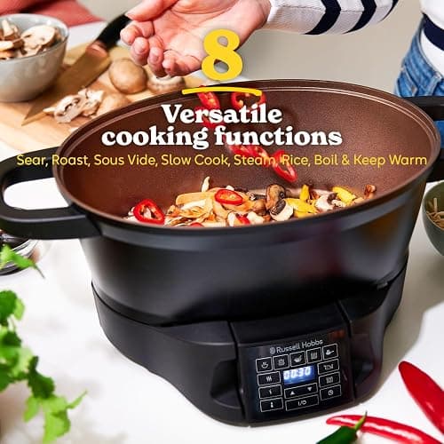 Russell Hobbs Good-to-Go 6.5L Electric Multicooker, 8 Functions, 750W | 8 Digital Cooking Functions Including Sear, Slow Cook, Steam, Boil, Keep Warm, Roast, Dishwasher Safe Parts thumbnail 8