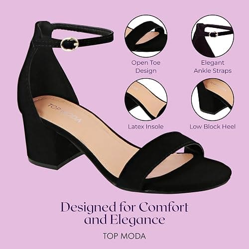 TOP Moda Darcie-1 Ankle Strap Dressy High Heel Sandal, Non-slip Sole, For Wedding, Party, Prom, Evening Wear, or Any Occasion, Sleek Style Block Heel Sandals thumbnail 7