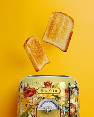 Hazel Quinn X Eduardo Recife Collaboration 2-Slice Retro Toaster, 6 Browning Levels, 3 Functions-Defrost/Reheat/Cancel, Removable Crumb Tray for Easy to Clean, 1.5 Inches Extra Wide Slots thumbnail 9