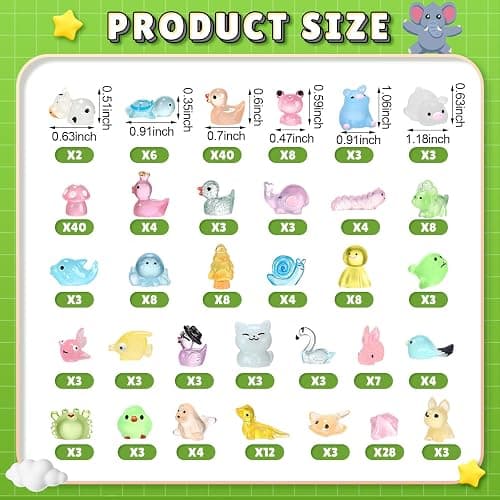 Seenelling 240 Pcs Mini Resin Animals Tiny Resin Animals Bulk Glow in The Dark Miniature Figures for Micro Garden Landscape Ornaments Dollhouse Crafts Accessories(Various Style) thumbnail 3