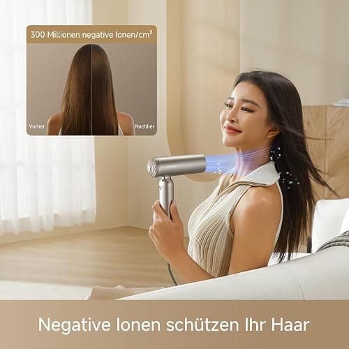 dreame Pocket Pro Hochgeschwindigkeits-Haartrockner, 3 klappbare Formen, 300 g, 110.000 U/min Motor, 300 Millionen negative Ionen/cm³, konstant 57 °C, 40s NTC-Trocknung, geräuscharm thumbnail 5