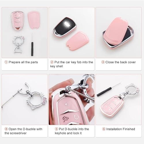 Pangpai Pink Key Fob Cover for Honda, Soft TPU Key Case Protection with Bling Keychain Fit for 2022 Honda Accord Civic CRV Pilot Odyssey 11th Gen Smart Key Holder thumbnail 6