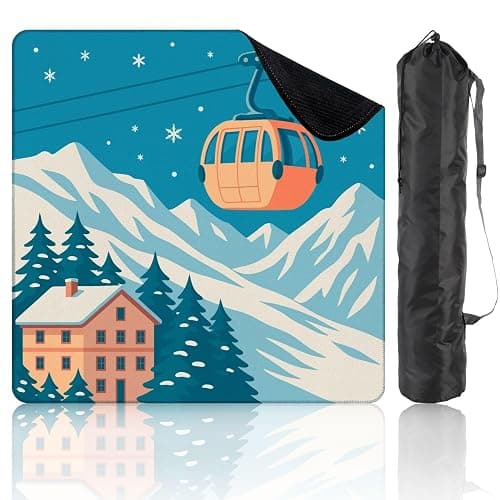 Mahjong Mat for Table Ski Resort red Gondola Lift Chalet Mountain Landscape 31.5"x31.5" Non-Slip Noise Reduction American Mahjong Table Cloth for Poker Card Dominoes Tile Games Gifts - Image 1