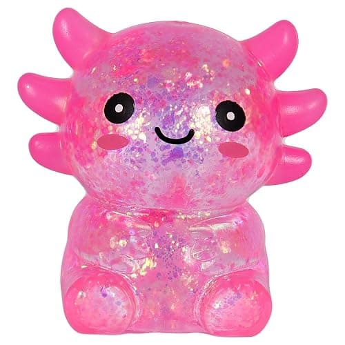 Djyxoglyn Axolotl Squishy Stress Relief Toy – Glitter Fidget Toy Cute Squeeze Toy for Kids & Adults, Sensory Anxiety Relief Squishy Toy, Party Favor Desk Fidget (Pink Sitting Style) thumbnail 8