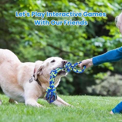 Feeko Heavy Duty Dog Rope Toys for Large Breed Aggressive Chewers, 2 Pack Indestructible Teeth Cleaning Tug of War Toy thumbnail 5
