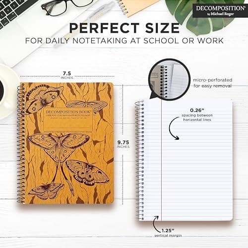 Decomposition Midnight Moths College Ruled Spiral Notebooks – 9.75 x 7.5 Journal with 160 Lined Pages – Notebooks for School Supplies, Home & Office – 100% Recycled Paper – Made in USA thumbnail 3