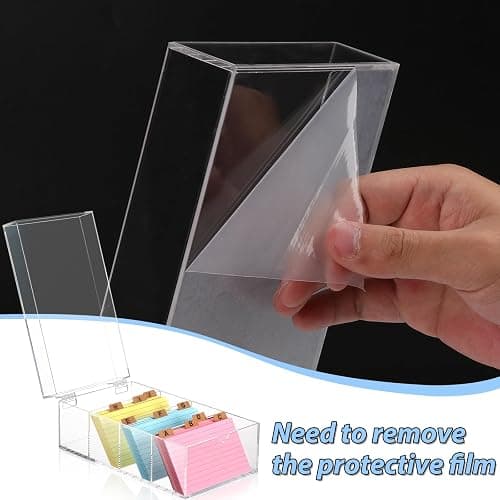 3 x 5 Inch Acrylic Index Card Holder Clear Index Card Box Note Card Organizer with 150 Ruled Lined Index Cards 30 Kraft Dividers A-Z Stickers 4 Divider for Holds 600 Cards Tabs Note Recipe Cards thumbnail 5
