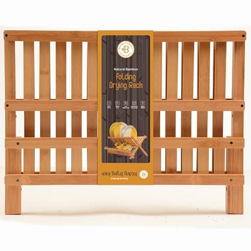 Dish Drying Rack - Bamboo Dish Rack for Kitchen Counter, Collapsible 2-Tier Wooden Drying Rack for Dishes, Plates, Cups, Utensils - Foldable Dish Drainer, Space-Saving Kitchen Drying Rack Organizer thumbnail 8