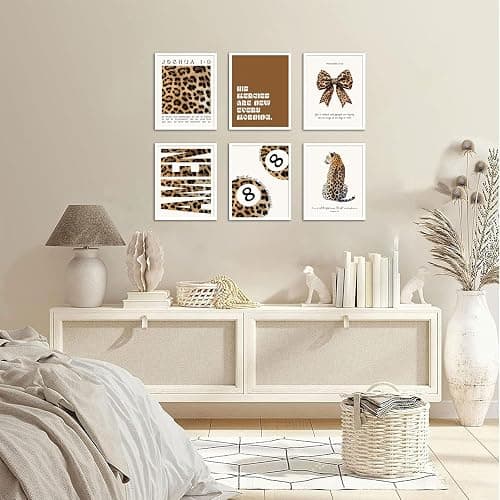 SQKMYSU Cheetah Poster Set of 6, Trendy Leopard Lucky 8 Ball Wall Art, Inspirational Bible Wall Decor Girly Preppy Canvas Painting Prints for Bedroom Living Room Dorm 8x10 inch Unframed thumbnail 5