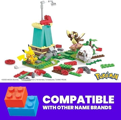 MEGA Pokemon Action Figure Building Toy Set, Countryside Windmill with 240 Pieces, Motion and 3 Poseable Characters, Gift Idea for Kids thumbnail 5