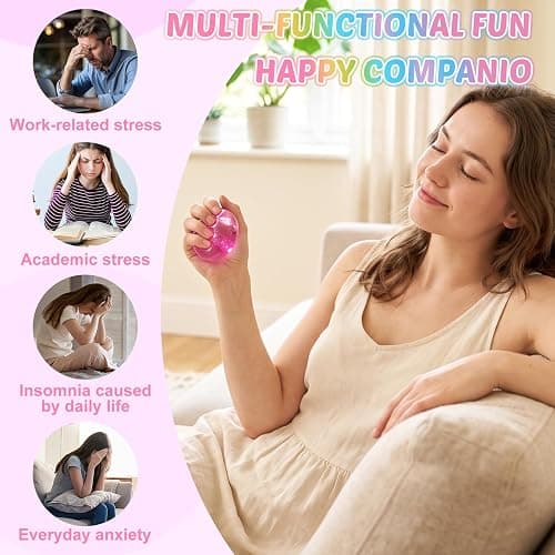 Coconut Oil Squishy Balls, Slow Rising Squeeze Balls Stress Relief Fidget Toys (Pink) thumbnail 5