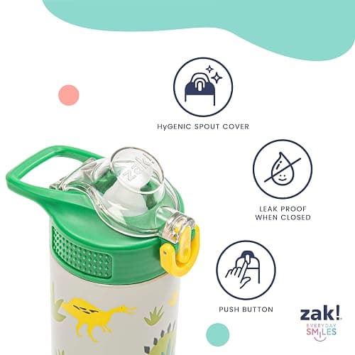 Zak Designs KPop Demon Hunters Sage Kids Water Bottle For School or Travel, 19oz Stainless Steel Water Bottle With Straw, Handle, and Leak-Proof, Pop-Up Spout Cover (Rumi, Mira, Zoey) thumbnail 7