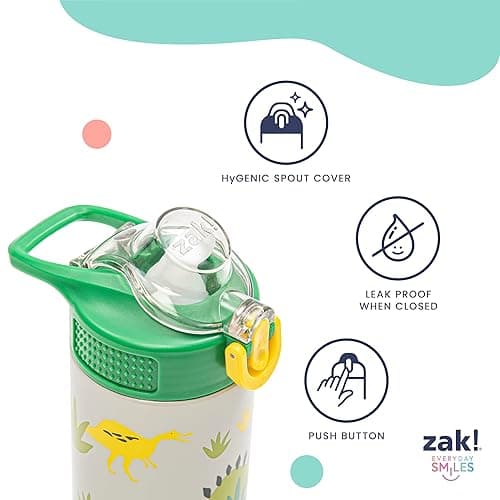 Zak Designs Sanrio Sage Kids Water Bottle For School or Travel, 14oz Stainless Steel Water Bottle With Straw, Handle, and Leak-Proof, Pop-Up Spout Cover (Hello Kitty) - Hello Kitty thumbnail 7