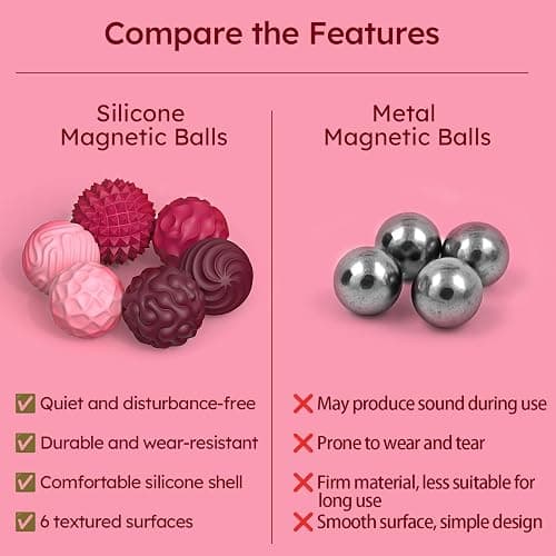 Silicone Magnetic Balls, Fidget Toys for Adults & Teens, 6PCS Stress Balls Sensory Toy, Quiet Magnet Desk Fidgets with Textured, ADHD Anxiety Relief Items, Fun Stocking Suffers Gifts (Red) thumbnail 6