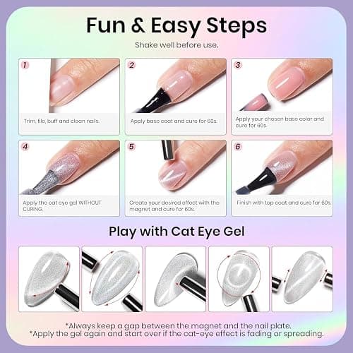 Beetles Star Cascade Silver Cat Eye Gel Nail Polish - 15ML Christmas Silver Glitter Cat Eye Gel Polish with Magnet Soak Off UV Velvet Nail Polish Salon DIY Manicure Winter Gift for Women thumbnail 8