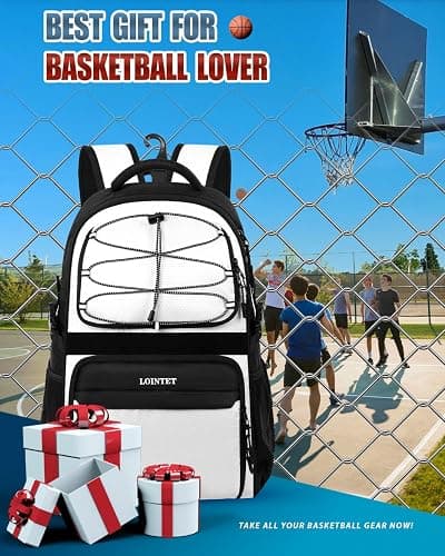 LOINTET Basketball Bag Backpack with Ball Holder Shoes Compartment, Large Basketball Accessories Sports Bag thumbnail 6
